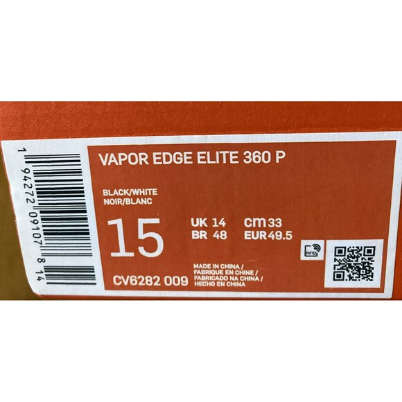 Nike Vapor Edge Elite 360 Football Cleats Black White Mens Size 15 CV6282-009 - Picture 7 of 8